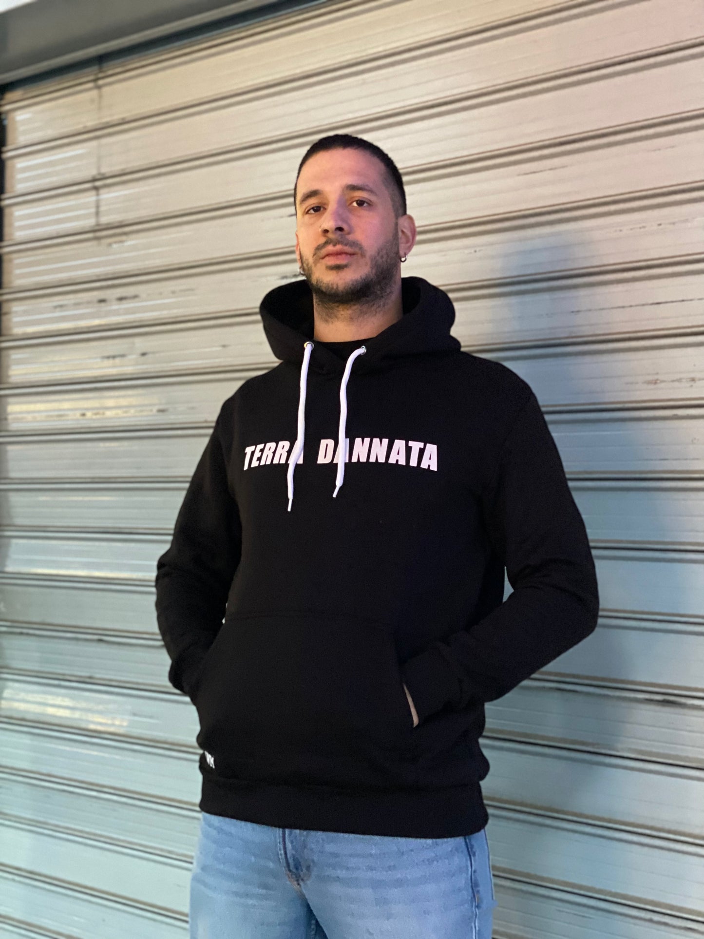 Terra Dannata Black Hoodie w White Stripes